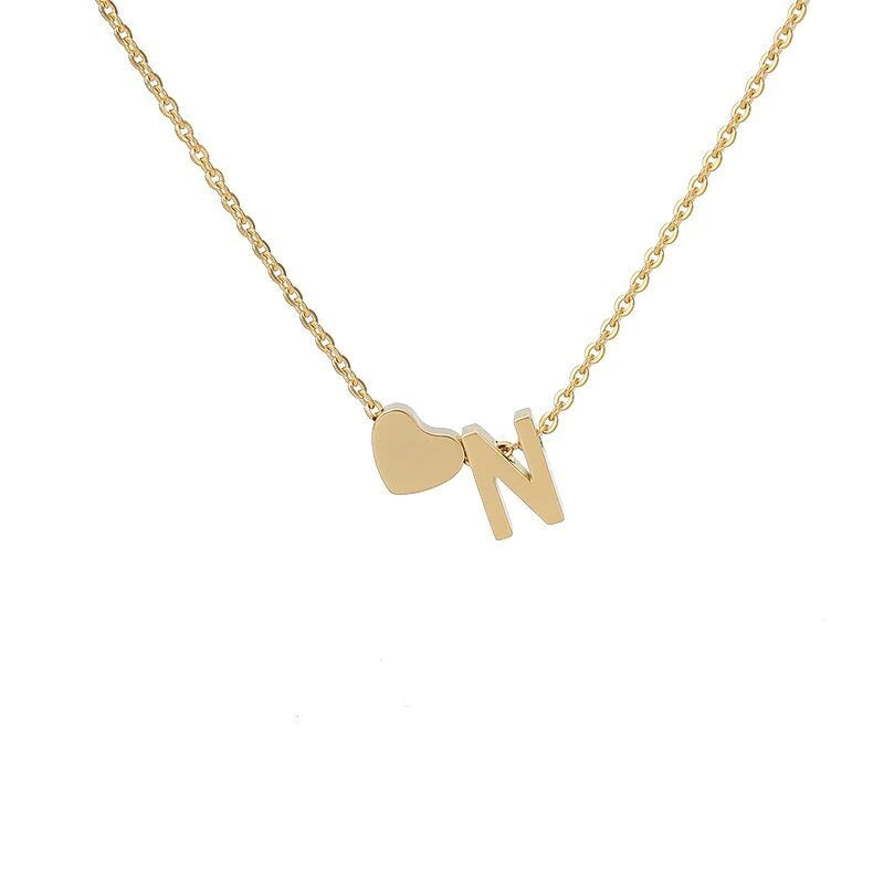 Heart & Initial Letter Choker (26 Letters Optional | Gold/Silver Dual Tone)