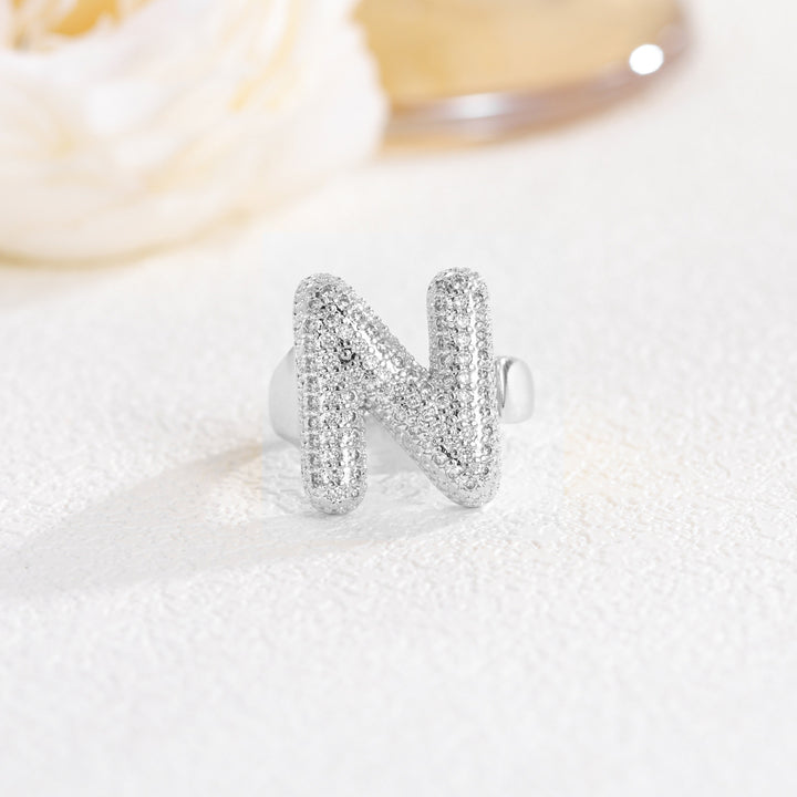 Bubble Letter Full-diamond Open Ring