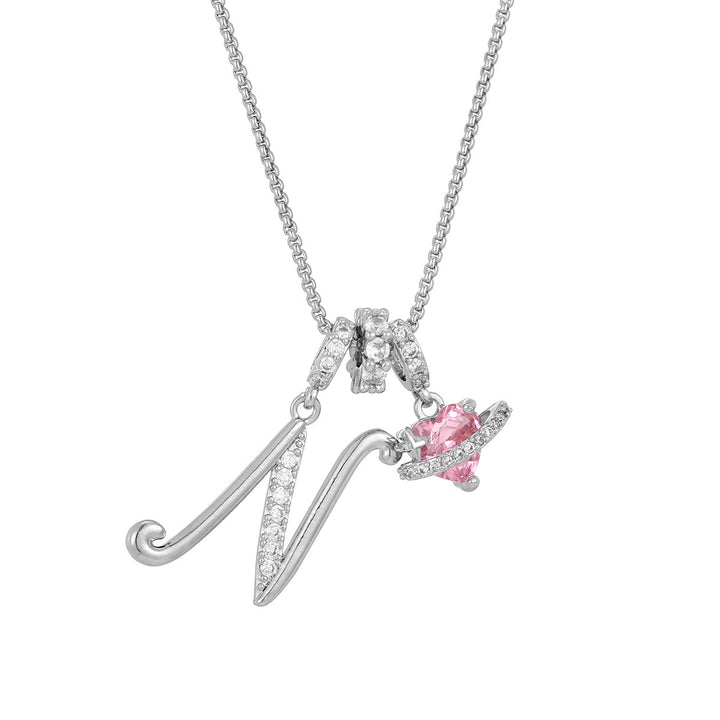 Dopamine 26 English Floral Letter Necklace - Girls' Light Luxury Niche High-End Jewelry