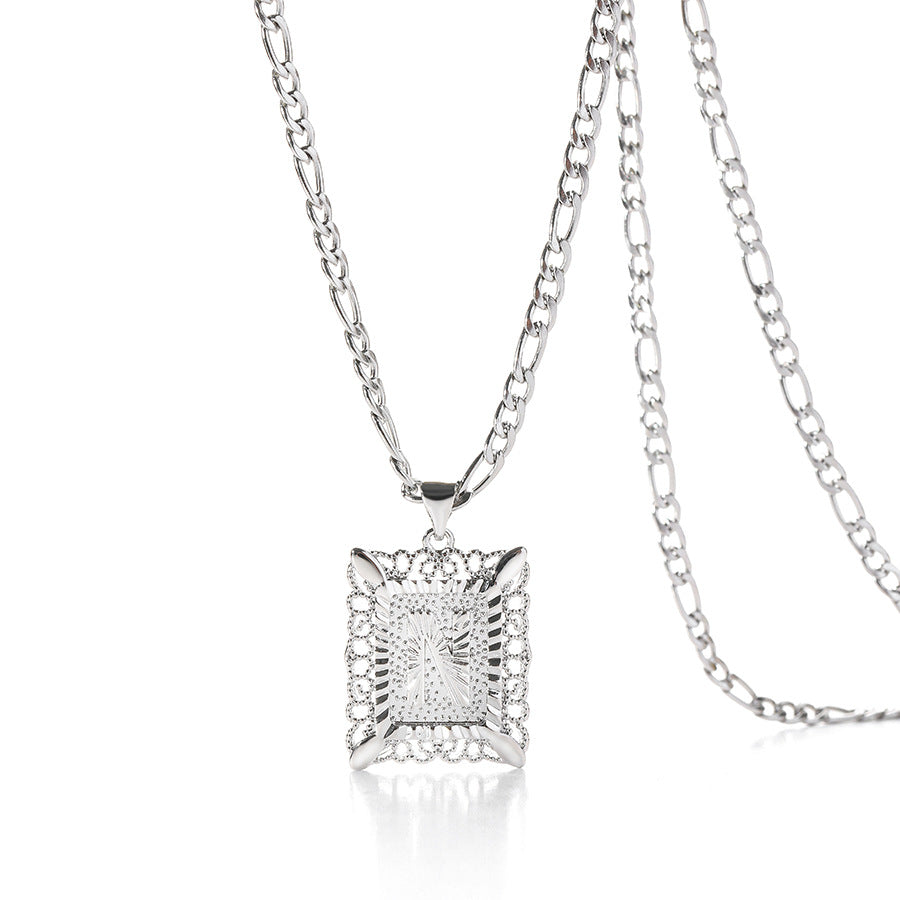 Square 14K Gold Alphabet Necklace