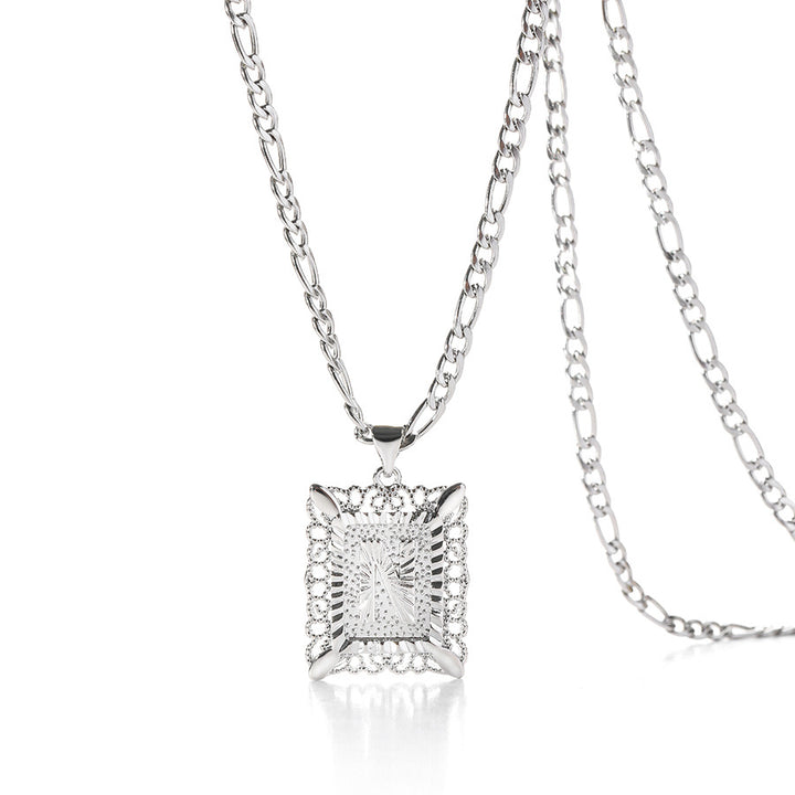 Square 14K Gold Alphabet Necklace