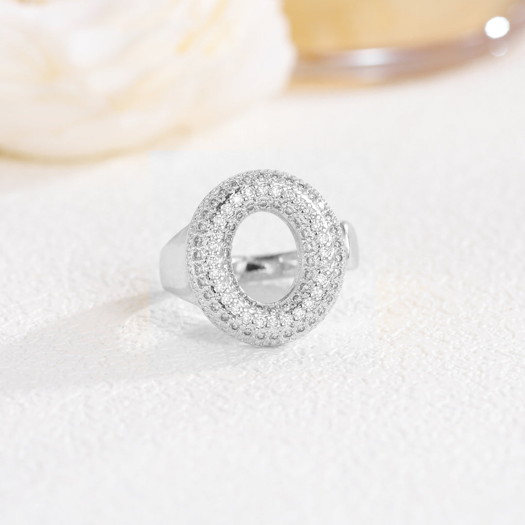 Bubble Letter Full-diamond Open Ring