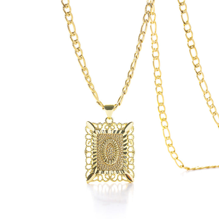Square 14K Gold Alphabet Necklace