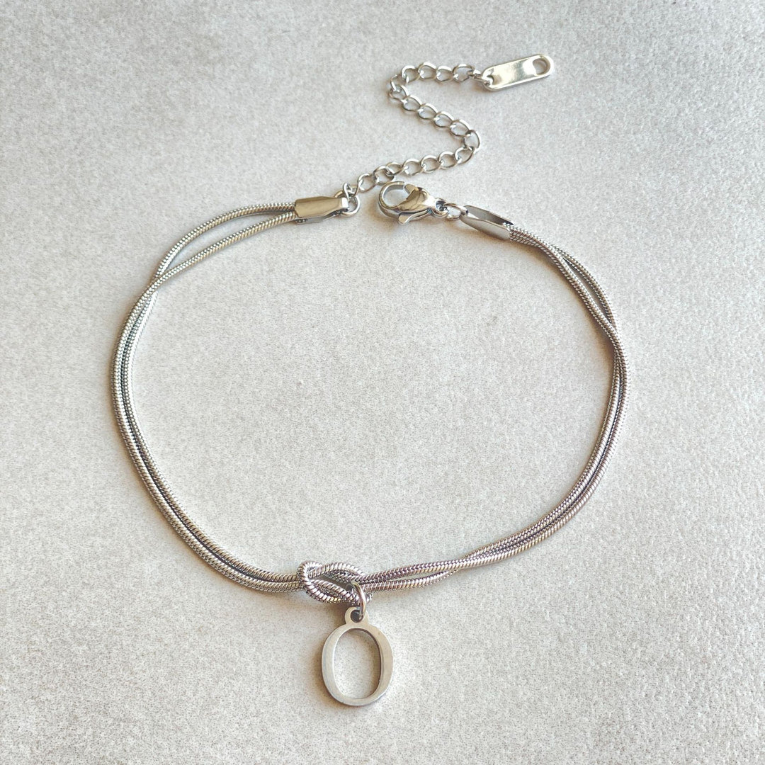 26 Letter Pendant Handmade Knotted Herringbone Snake Chain Couple Bracelet