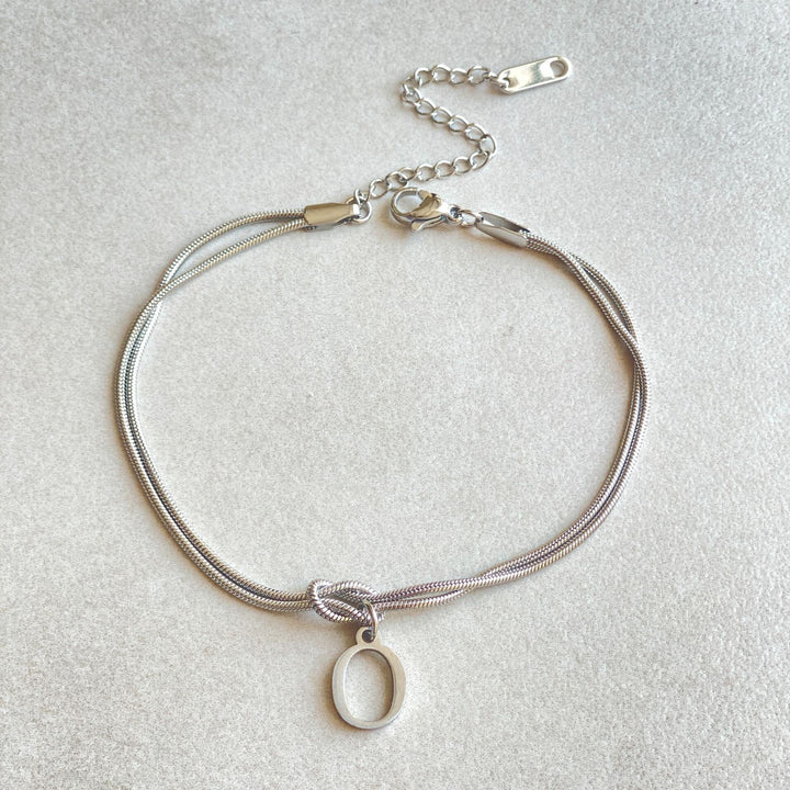 26 Letter Pendant Handmade Knotted Herringbone Snake Chain Couple Bracelet