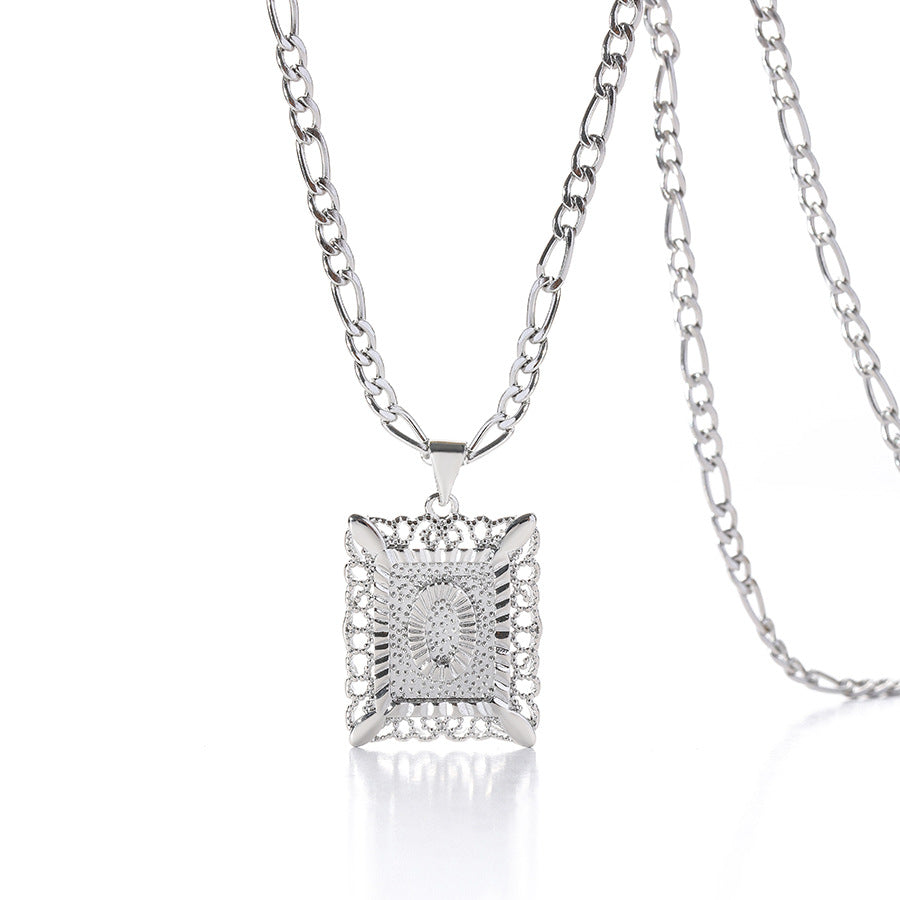 Square 14K Gold Alphabet Necklace