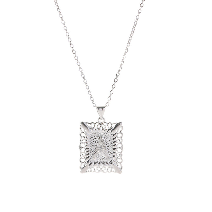 Square 14K Gold Alphabet Necklace
