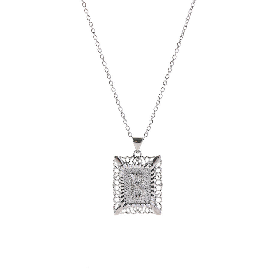 Square 14K Gold Alphabet Necklace