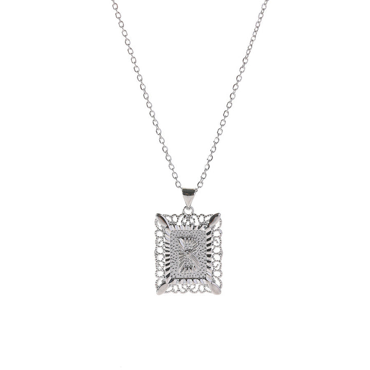 Square 14K Gold Alphabet Necklace