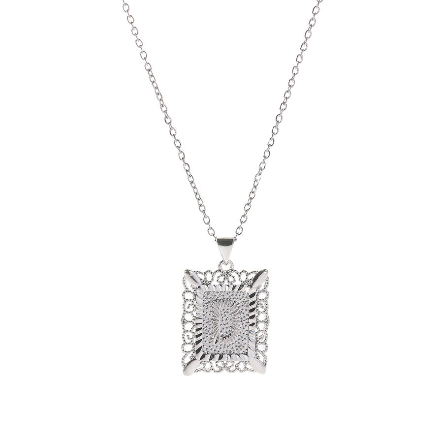 Square 14K Gold Alphabet Necklace