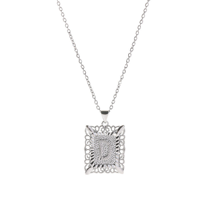Square 14K Gold Alphabet Necklace
