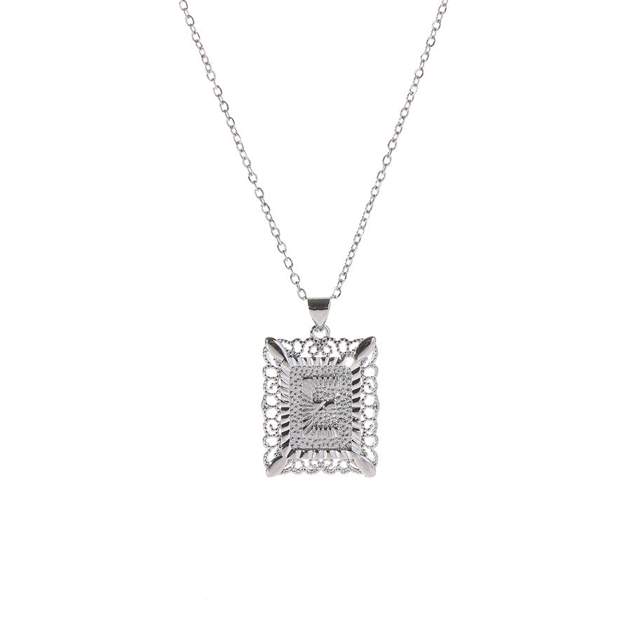 Square 14K Gold Alphabet Necklace