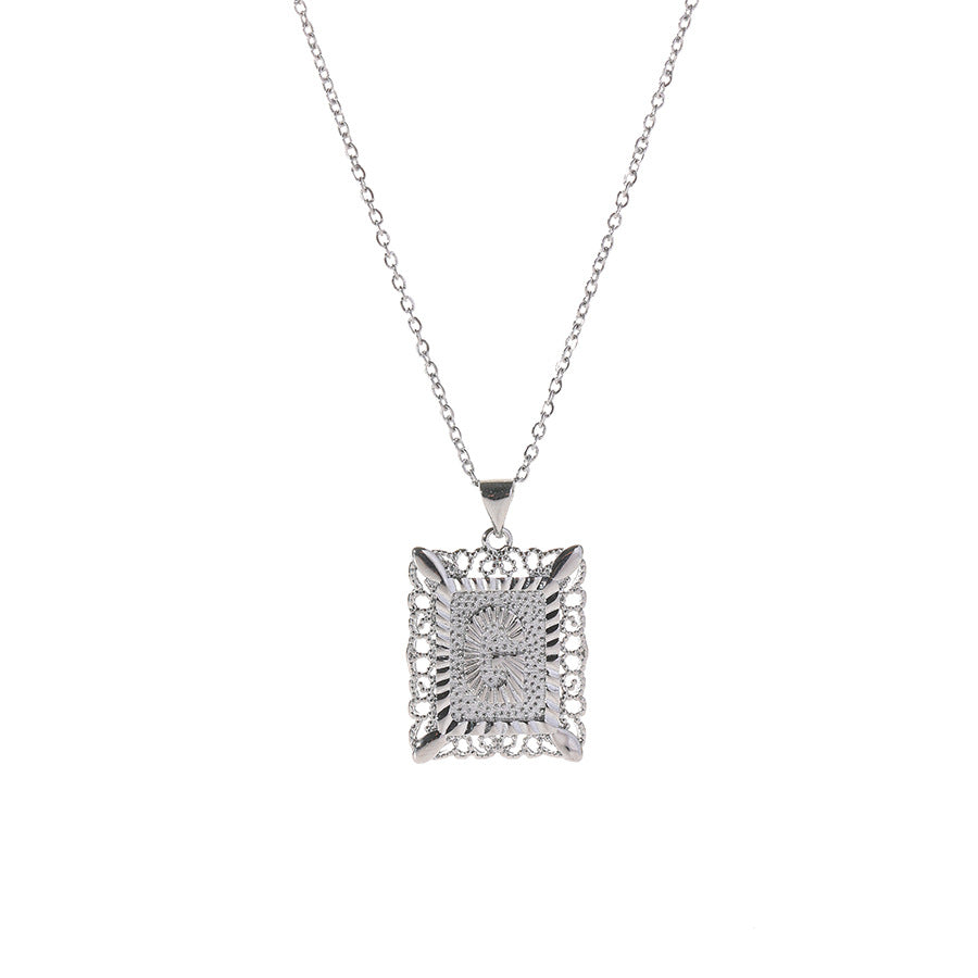 Square 14K Gold Alphabet Necklace