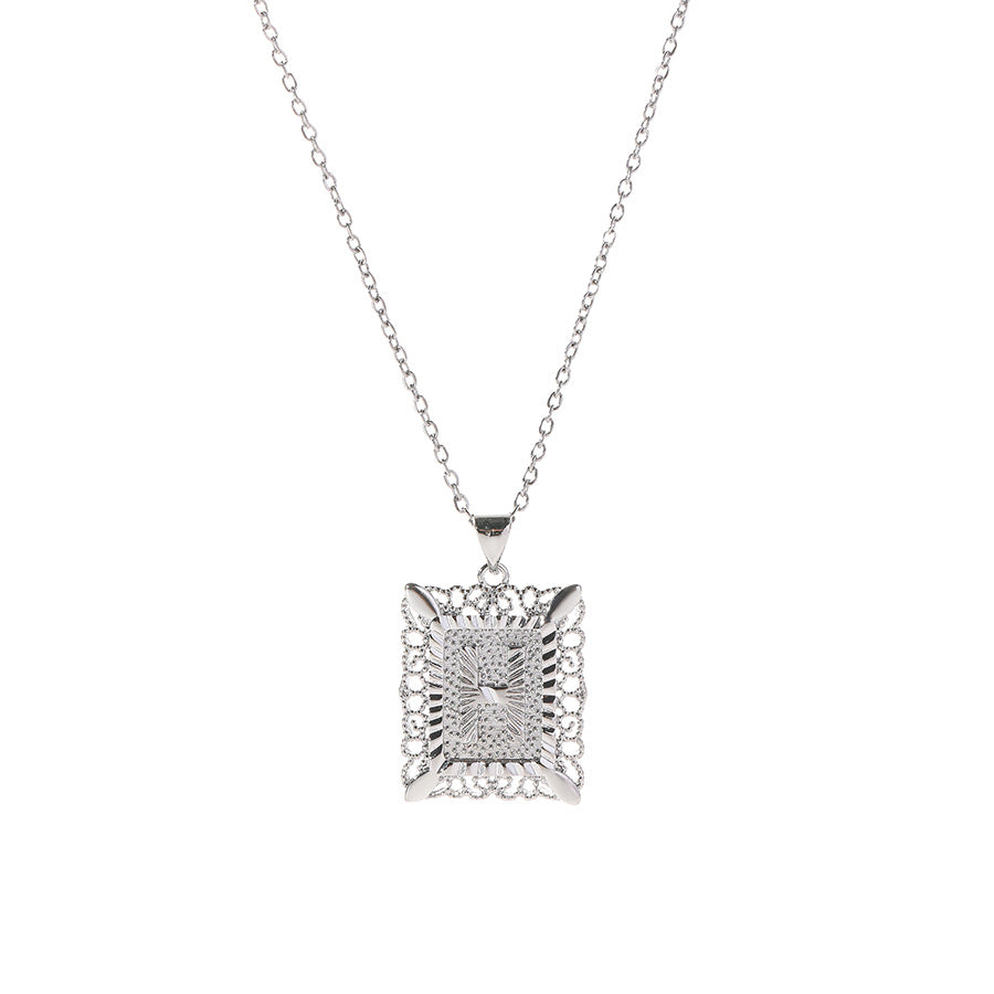 Square 14K Gold Alphabet Necklace