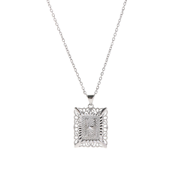 Square 14K Gold Alphabet Necklace