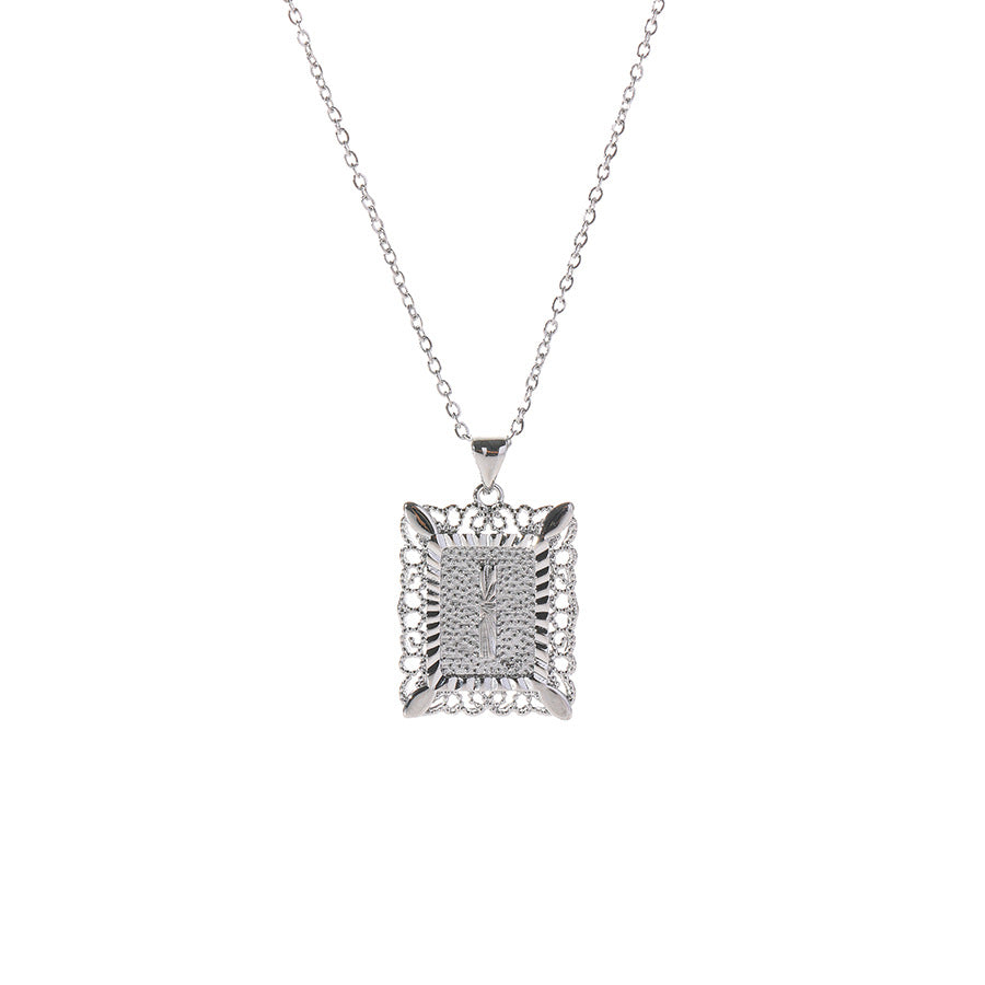 Square 14K Gold Alphabet Necklace