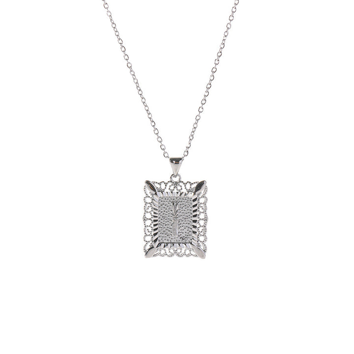 Square 14K Gold Alphabet Necklace