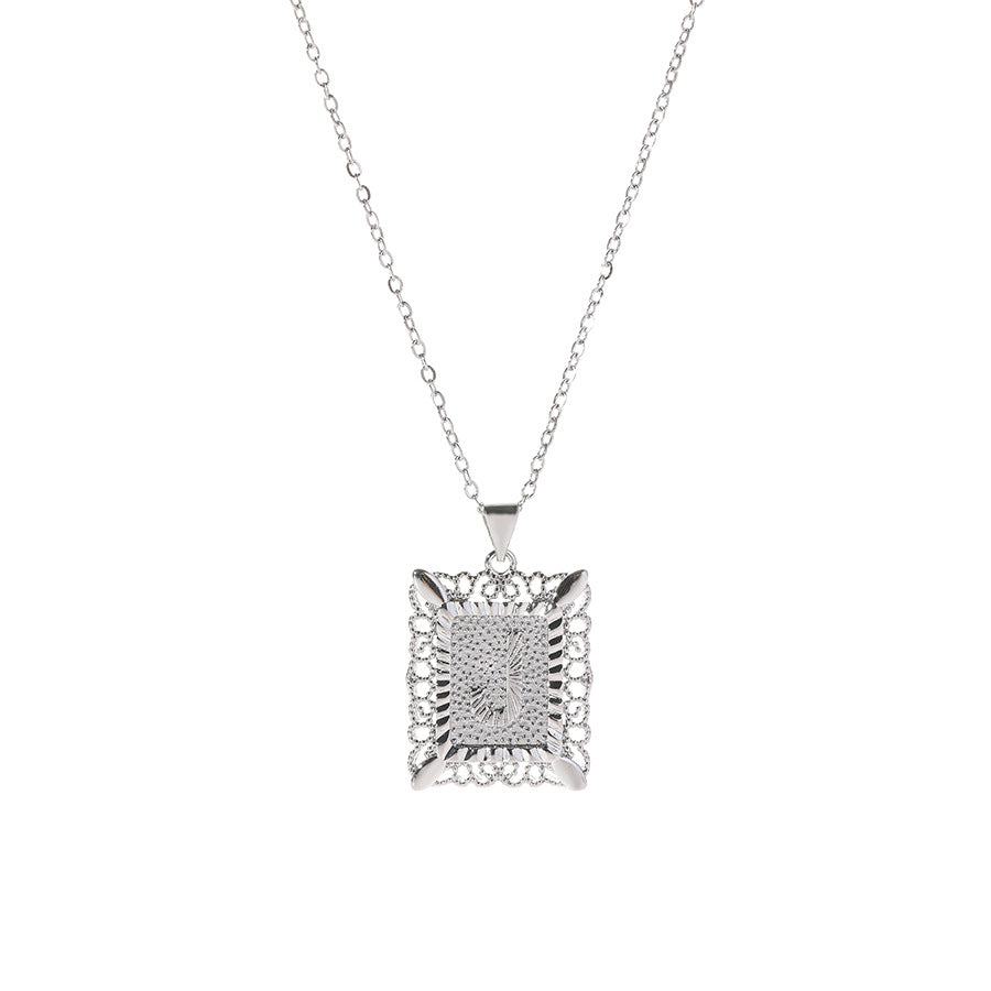 Square 14K Gold Alphabet Necklace