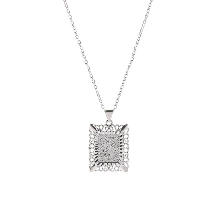 Square 14K Gold Alphabet Necklace