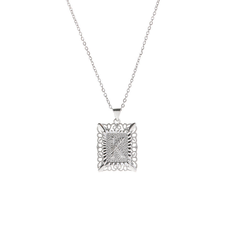 Square 14K Gold Alphabet Necklace