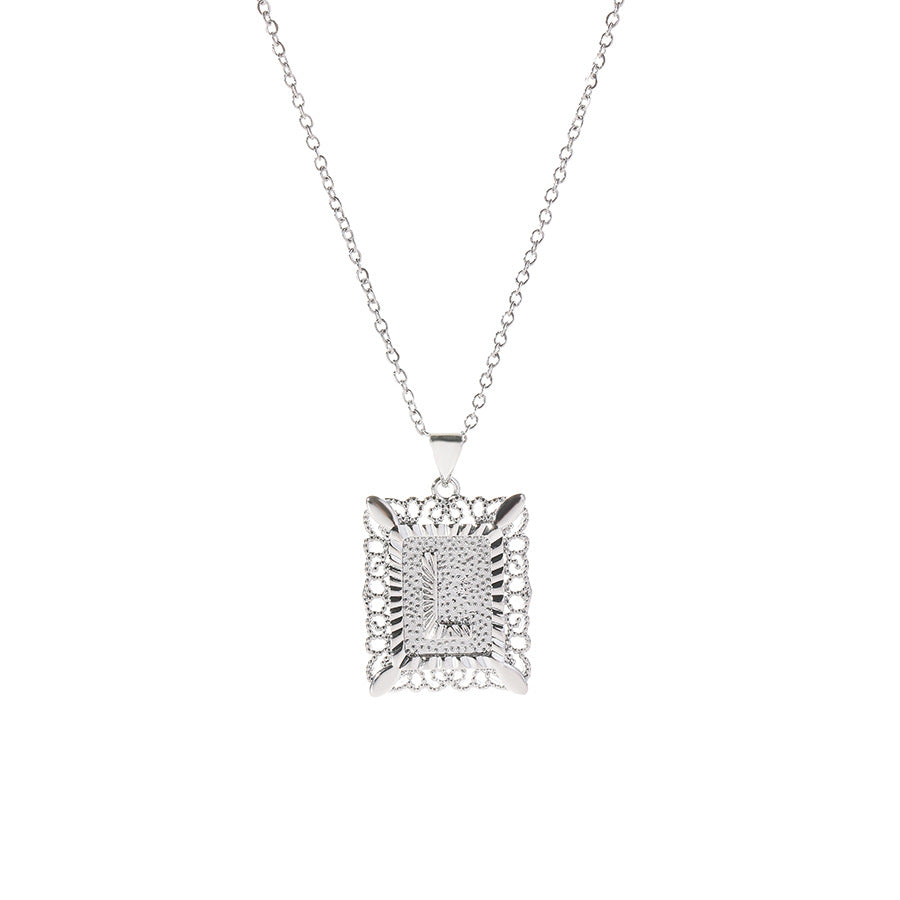 Square 14K Gold Alphabet Necklace