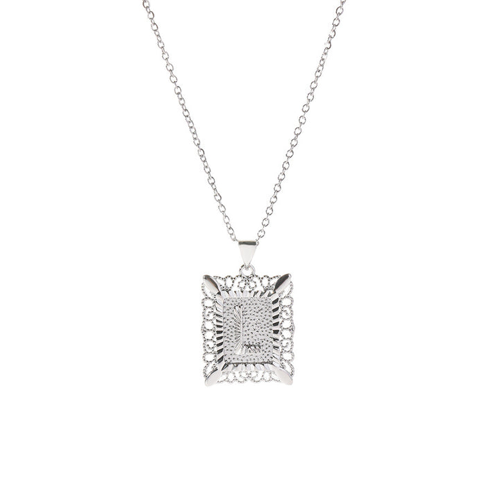 Square 14K Gold Alphabet Necklace