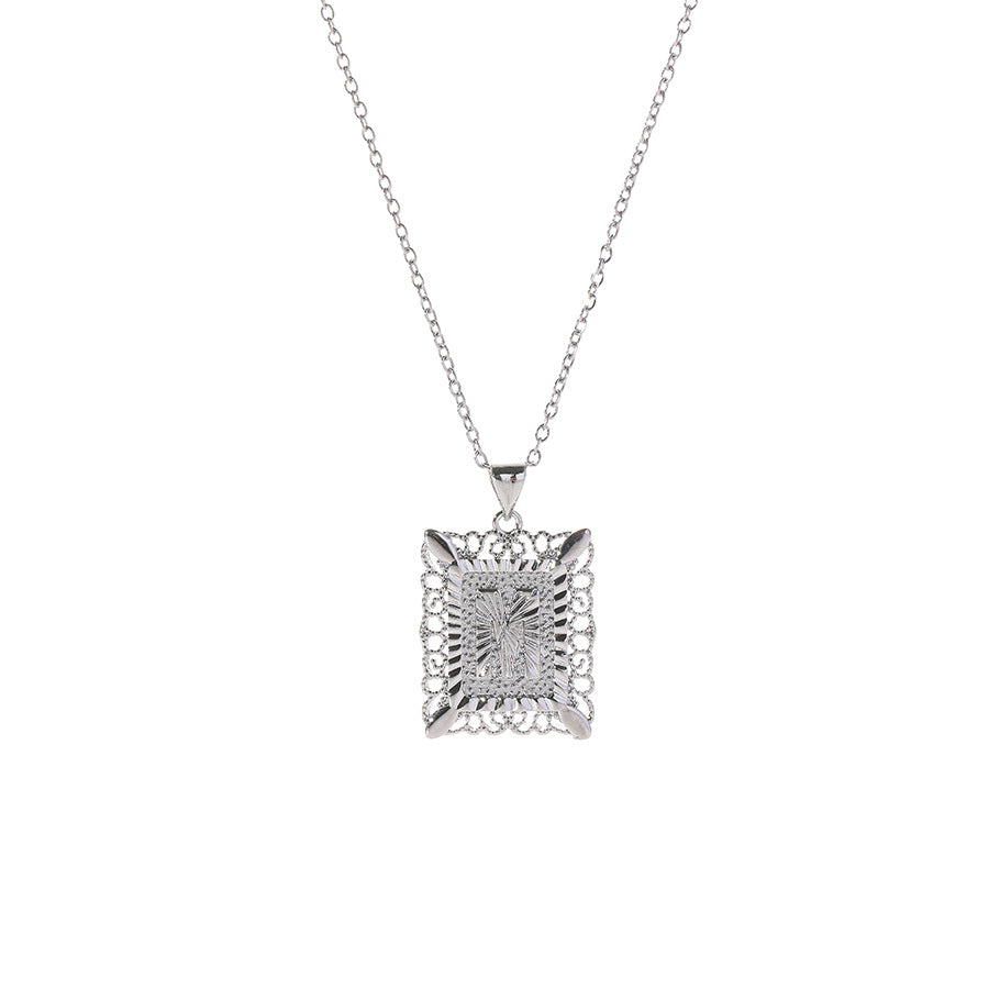 Square 14K Gold Alphabet Necklace