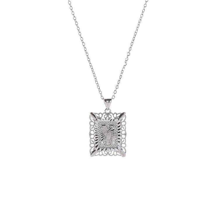 Square 14K Gold Alphabet Necklace