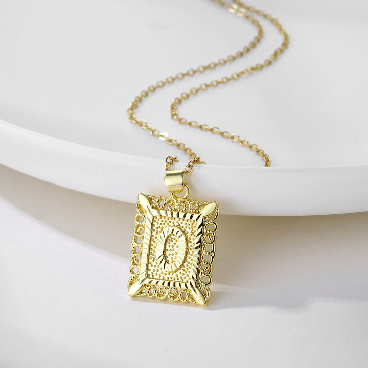 Square 14K Gold Alphabet Necklace