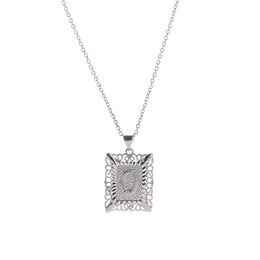 Square 14K Gold Alphabet Necklace