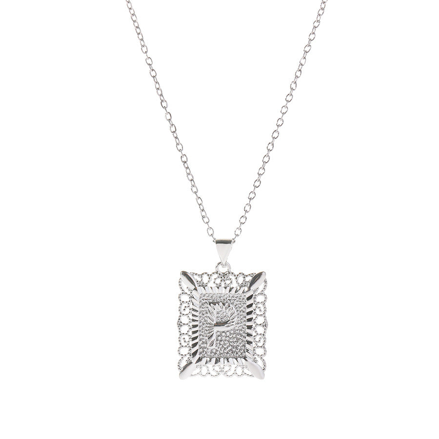 Square 14K Gold Alphabet Necklace