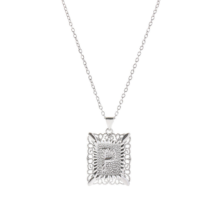 Square 14K Gold Alphabet Necklace