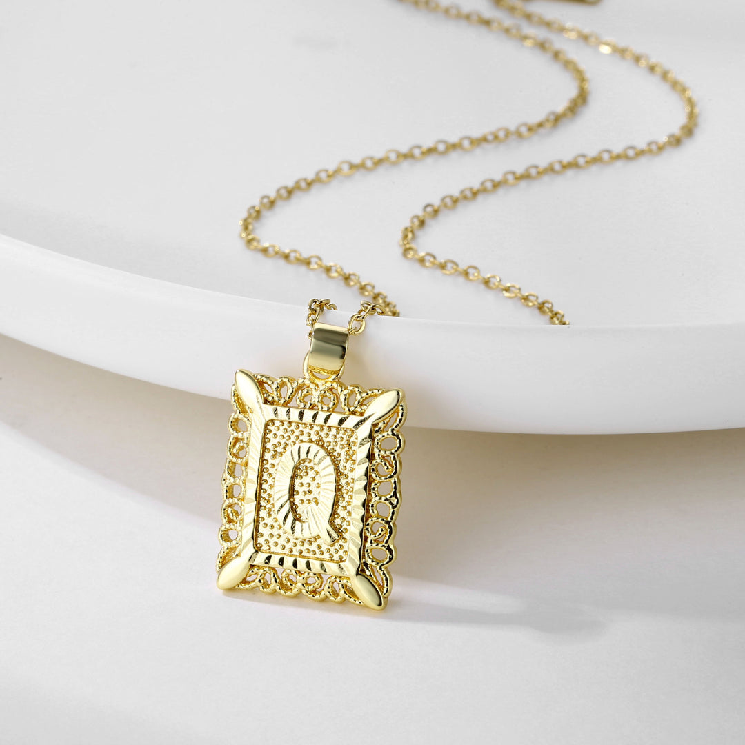 Square 14K Gold Alphabet Necklace