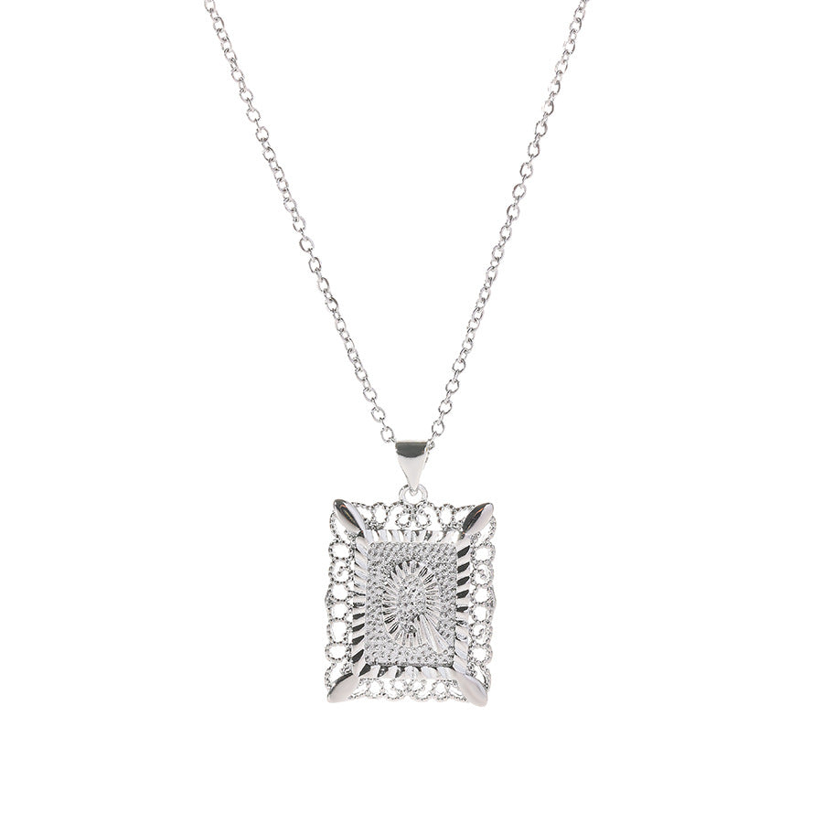 Square 14K Gold Alphabet Necklace