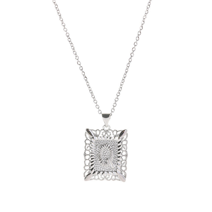 Square 14K Gold Alphabet Necklace