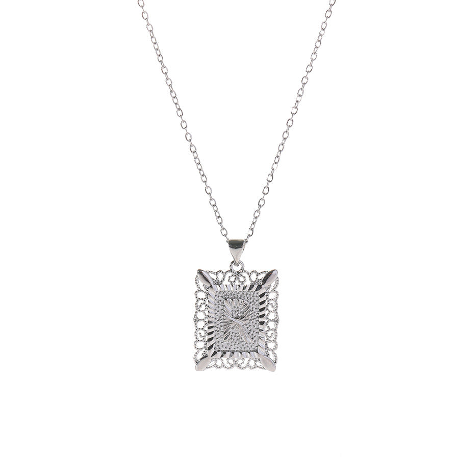 Square 14K Gold Alphabet Necklace
