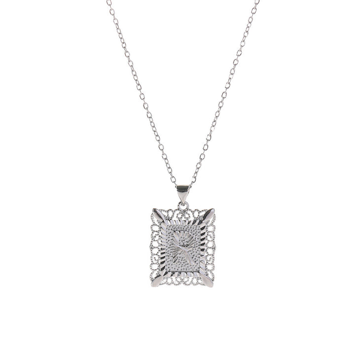 Square 14K Gold Alphabet Necklace