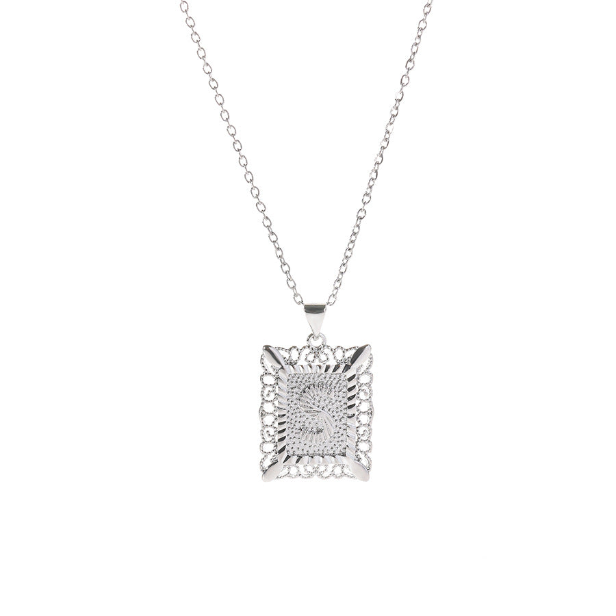 Square 14K Gold Alphabet Necklace
