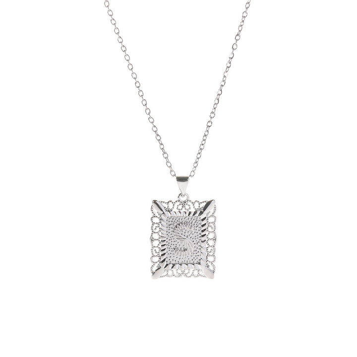 Square 14K Gold Alphabet Necklace