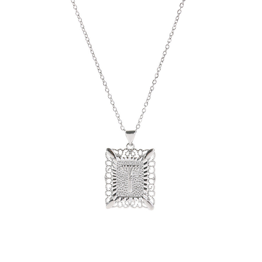 Square 14K Gold Alphabet Necklace