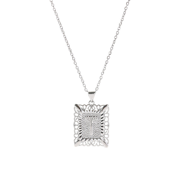 Square 14K Gold Alphabet Necklace