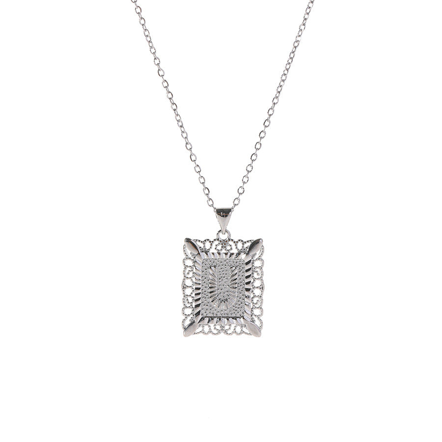 Square 14K Gold Alphabet Necklace