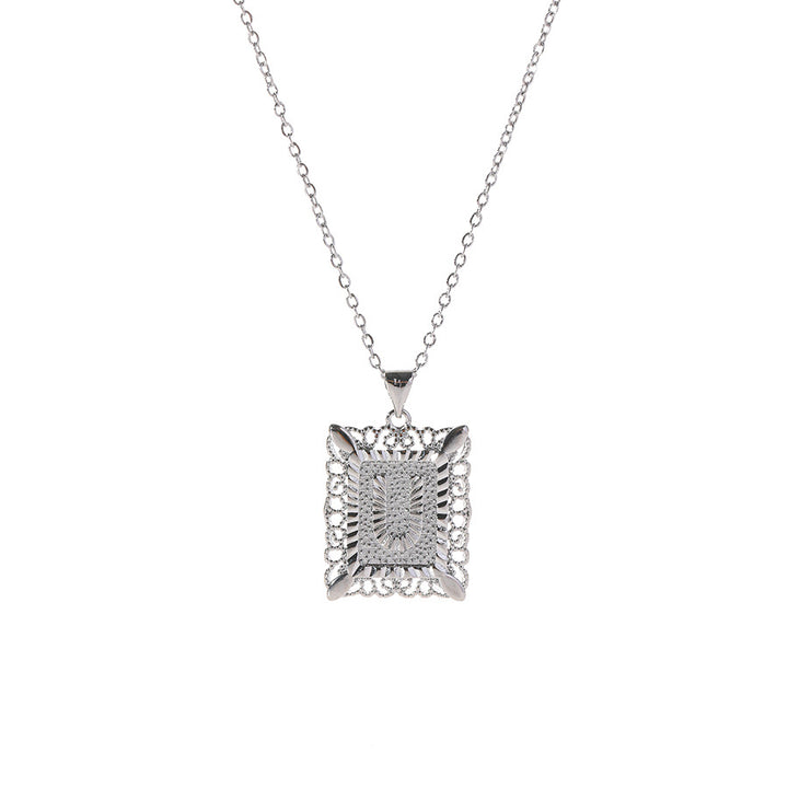 Square 14K Gold Alphabet Necklace