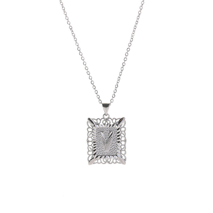 Square 14K Gold Alphabet Necklace