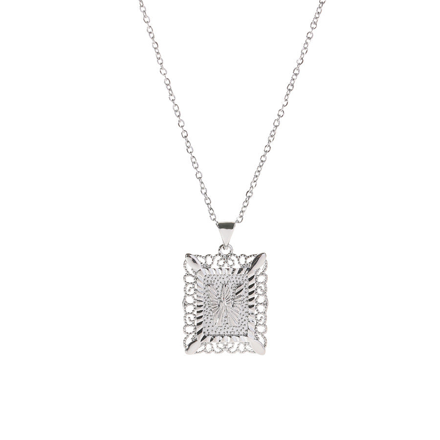Square 14K Gold Alphabet Necklace