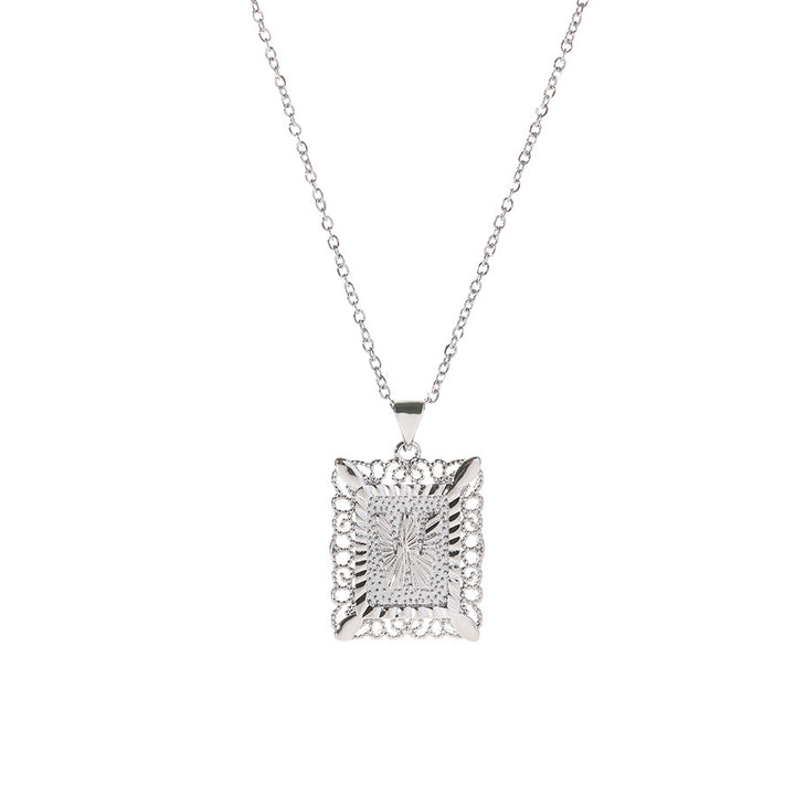 Square 14K Gold Alphabet Necklace
