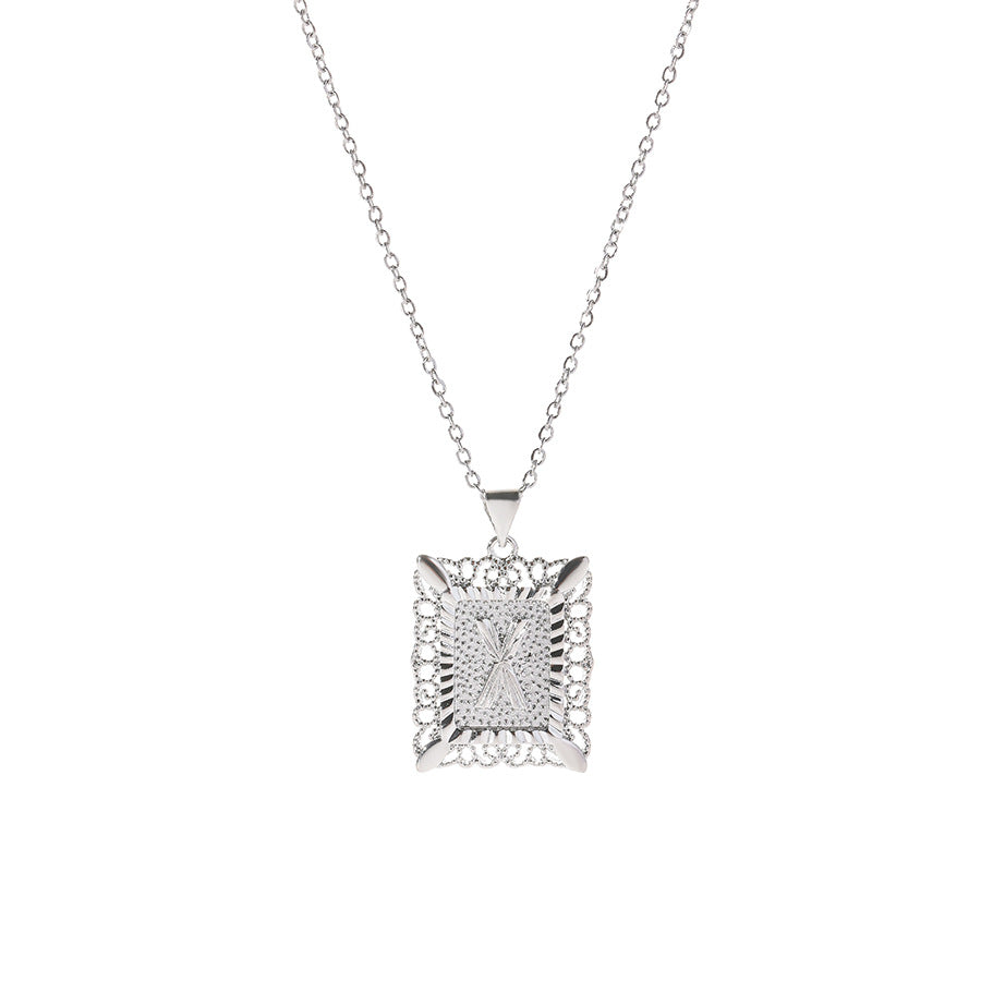 Square 14K Gold Alphabet Necklace