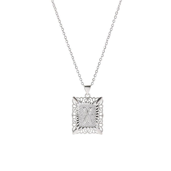 Square 14K Gold Alphabet Necklace