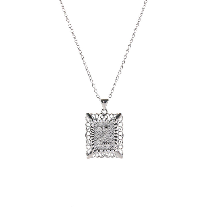 Square 14K Gold Alphabet Necklace