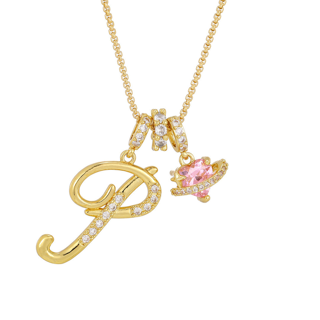 Dopamine 26 English Floral Letter Necklace - Girls' Light Luxury Niche High-End Jewelry